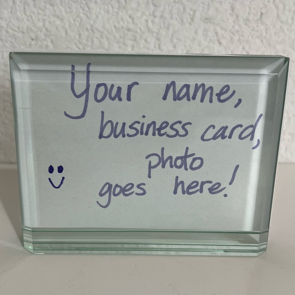 Standing Glass Photo Frame Placard Desk Name Plate 5" x 4"